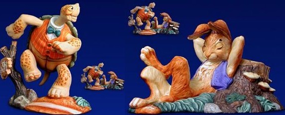 Scott Gustafson The Tortoise and The Hare Porcelain Figurine 