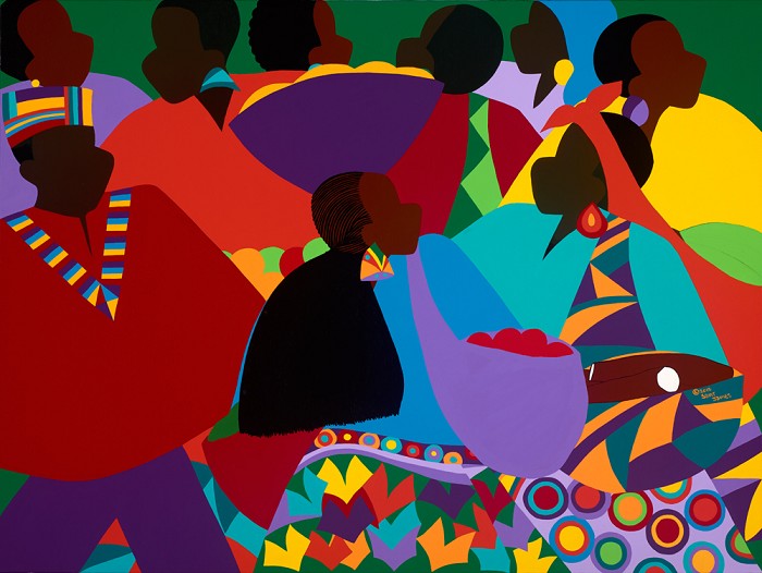 Synthia SAINT JAMES Masekelas Marketplace Congo Giclee On Canvas African  American Fine Art