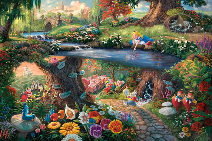 Thomas Kinkade Disney Alice in Wonderland Giclee On Paper