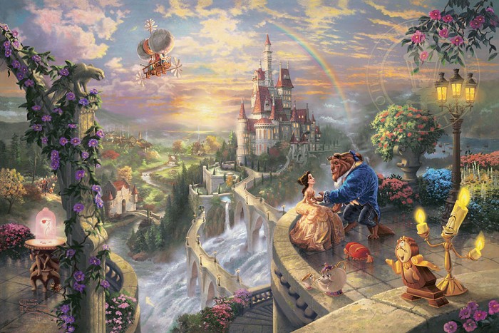 Thomas Kinkade Disney Beauty and the Beast Falling in Love Giclee On Paper Artist Proof