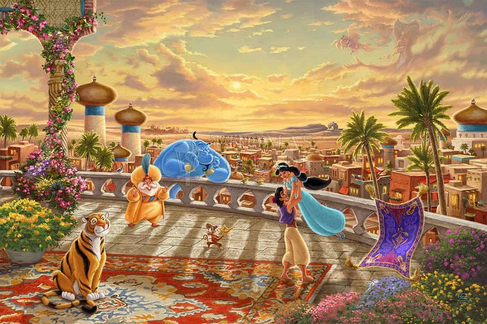 Thomas Kinkade Disney Jasmine - Dancing In The Desert Sunset 