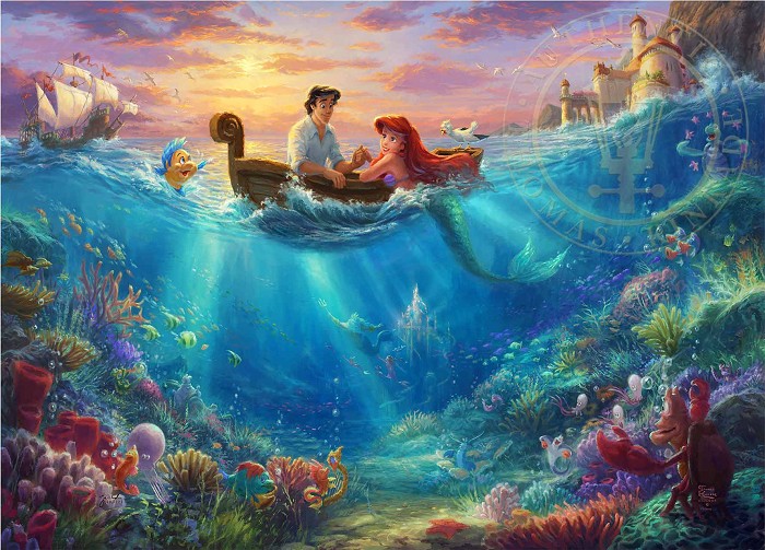 Thomas Kinkade Disney Little Mermaid Falling In Love Giclee On Paper