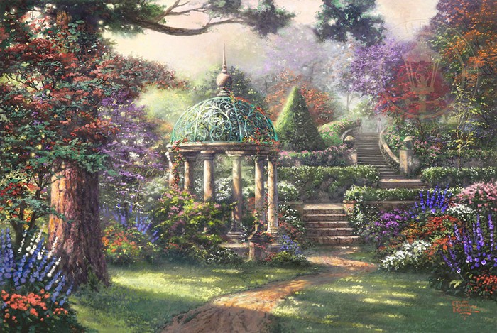 Thomas Kinkade Gazebo of Prayer Giclee On Canvas Artist Proof