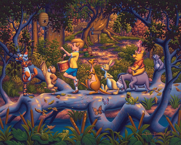 Thomas Kinkade Disney Winnie the Pooh - A Heroes Parade Giclee On Canvas Artist Proof