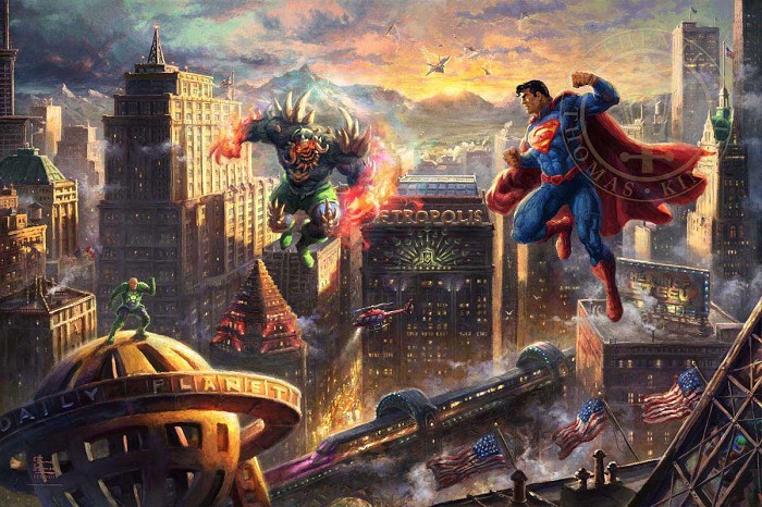 Thomas Kinkade DC Comics Superman Man of Steel Giclee On Canvas Artist Proof