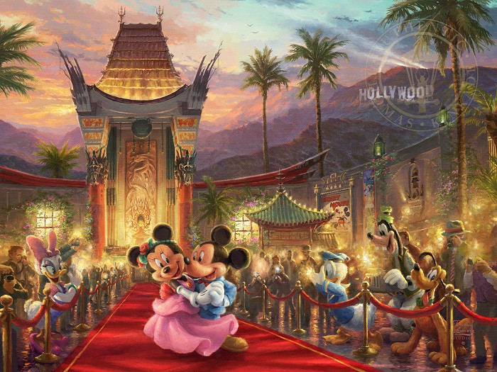 Thomas Kinkade Disney Mickey & Minnie in Hollywood Giclee On Paper