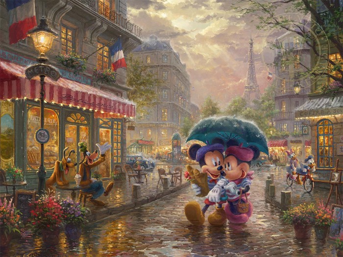 Thomas Kinkade Disney Mickey & Minnie In Paris 