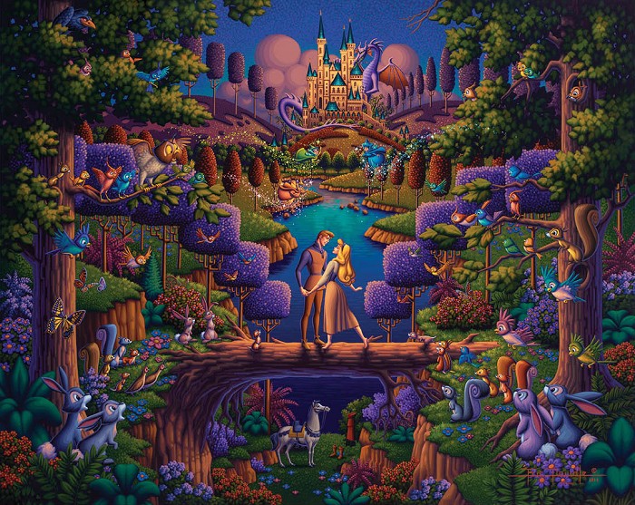 Thomas Kinkade Disney Sleeping Beauty - The Power of Love Giclee On Canvas Artist Proof