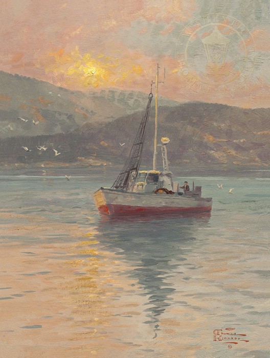 Thomas Kinkade Sunrise, Sea of Galilee Giclee On Canvas