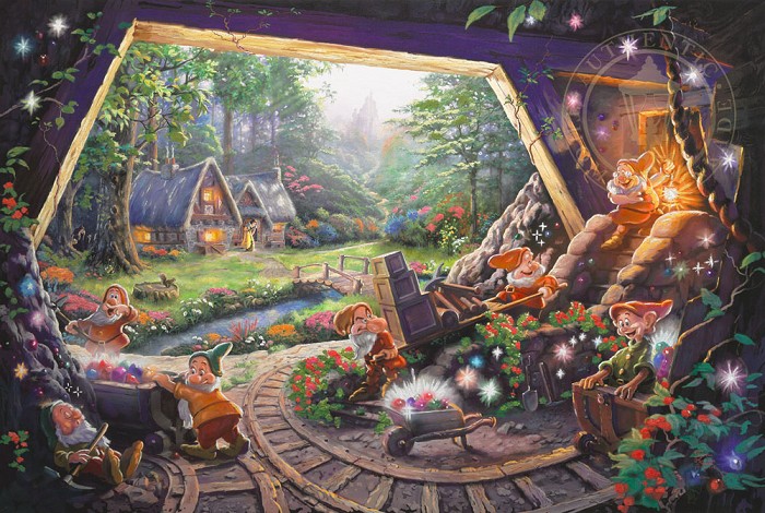 Thomas Kinkade Disney Snow White and the Seven Dwarfs Giclee On Paper