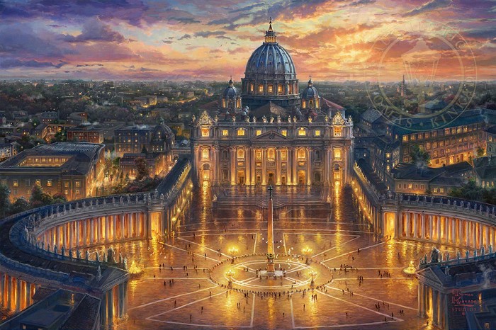 Thomas Kinkade Vatican Sunset Giclee On Canvas Artist Proof