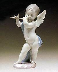 Lladro Angel With Flute Porcelain Figurine