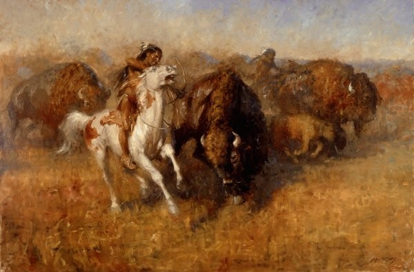 Andy Thomas Buffalo Hunt By Andy Thomas Giclee On Canvas Artist Proof