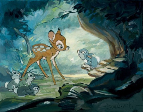 Jim Salvati Hello Young Prince - From Disney Bambi Hand-Embellished Giclee on Canvas