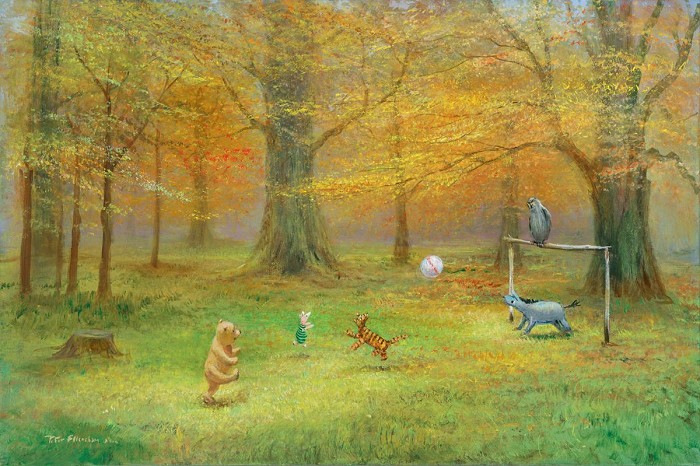 Peter Ellenshaw Pooh Soccer - From Disney Winnie the Pooh Giclee On Canvas