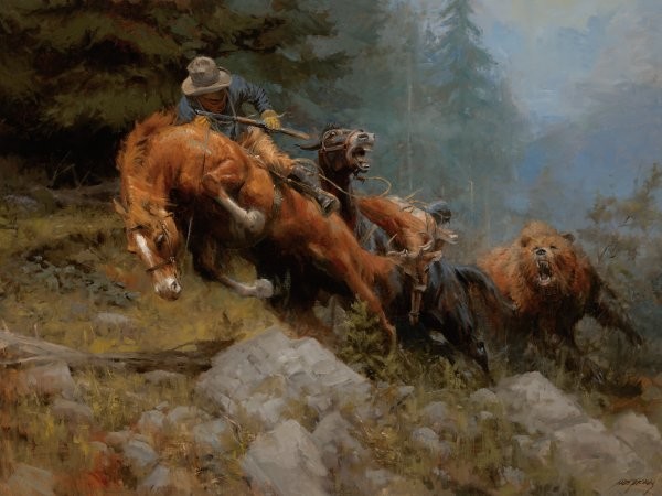 Andy Thomas Grizzly Mountain By Andy Thomas Giclee On Canvas