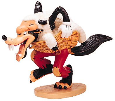 WDCC Disney Classics Three Little Pigs Big Bad Wolf I'm A Poor Little Sheep Porcelain Figurine