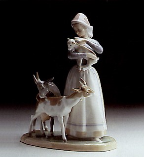 Lladro Shepherdess With Goats 1969-87-1001G
