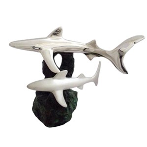 Lladro Adult & Young Shark Statue-D2531