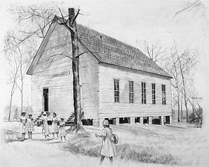 Church School House Graphite Pencil on Paper by Robert Jackson