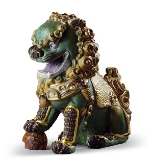 Lladro-Oriental Lion (Green)