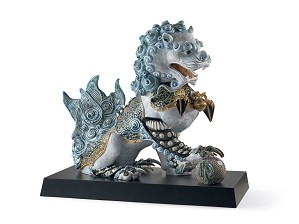 Lladro-Guardian Lion - Blue