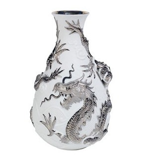 Lladro-Bud Vase Dragons - White Background (Re-Deco)