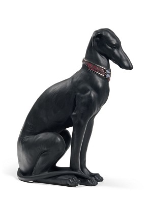 Lladro-Pensive Greyhound (Black)