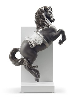 Lladro-Horse on Pirouette Silver Lustre