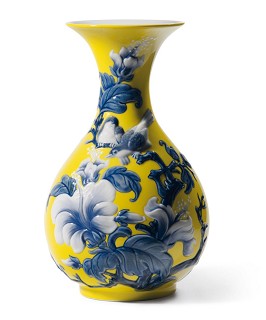 Lladro-Sparrows Vase Yellow