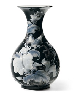 Lladro-Sparrows Vase Black