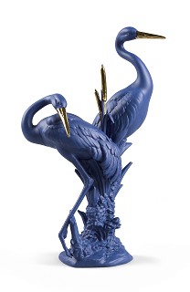 Lladro-Courting Cranes Blue-Gold