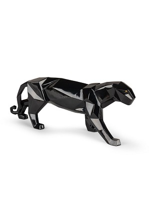Lladro-Panther Glazed Black