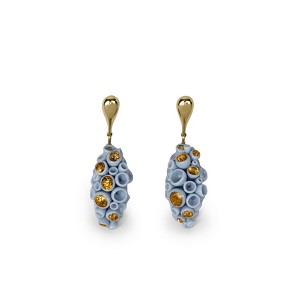 Lladro Jewelry-Golden Blue Reef Long Earrings