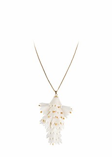 Lladro Jewelry-Actinia long pendant . White and Golden luster