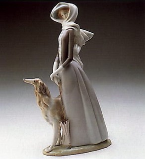 Lladro-Lady with Greyhound