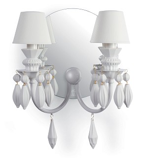 Lladro Lighting-Belle de Nuit 2 Lights Wall Sconce White