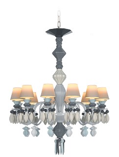 Lladro Lighting-Belle de Nuit 12 Lights Chandelier Black
