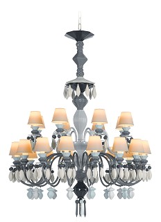 Lladro Lighting-Belle de Nuit 24 Lights Chandelier Black