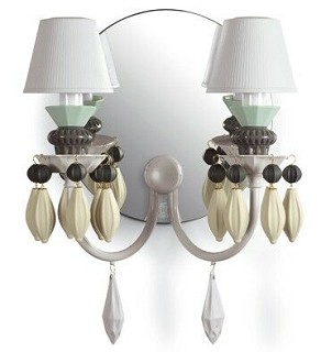 Lladro Lighting-Belle de Nuit 2 Lights Wall Sconce Black
