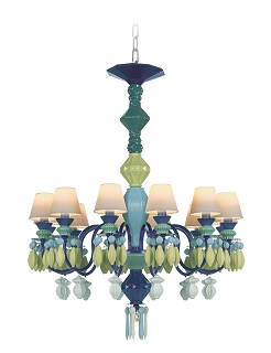 Lladro Lighting-Belle de Nuit 12 Lights Chandelier Green