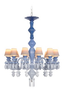 Lladro Lighting-Belle de Nuit 12 Lights Chandelier Blue