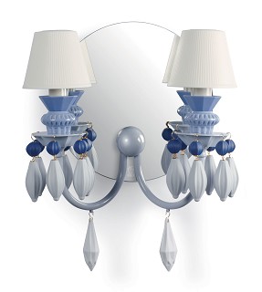 Lladro Lighting-Belle de Nuit 2 Lights Wall Sconce Blue