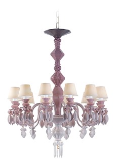 Lladro Lighting-Belle de Nuit 12 Lights Chandelier Pink