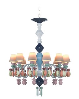 Lladro Lighting-Belle de Nuit 12 Lights Chandelier Multicolor