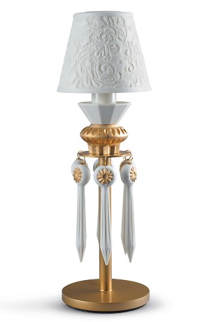 Lladro Lighting-Belle de Nuit Lithophane Table Lamp with Tears Golden Luster