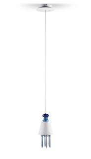 Lladro Lighting-Belle de Nuit Ceiling Lamp with Lithophane Blue