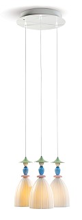 Lladro Lighting-Mademoiselle Round Canopy 3 Lights Sharing Secrets Ceiling Lamp