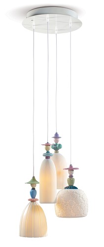 Lladro Lighting-Mademoiselle 4 Lights Walking on The Beach Ceiling Lamp