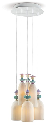 Lladro Lighting-Mademoiselle 6 Lights Gathering in The Lawn Ceiling Lamp